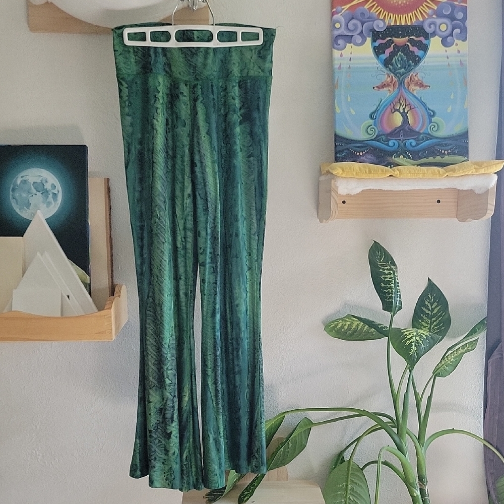 Green Tie-Dye Wide-Leg Pants